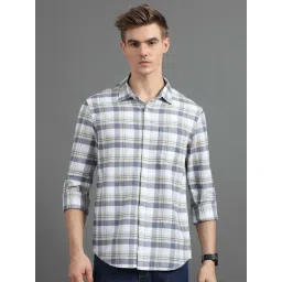 Bushirt Stone Grey Regular Fit Check Cotton Shirt-picture-45