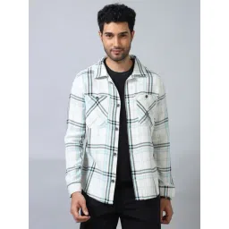 Bushirt White Cotton Regular Fit Checks Shirt-picture-13