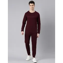 Bushirt Wine Regular Fit Cotton Sweatshirt & Joggers Set-picture-34