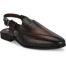 buskins Men's Ethnic Peshawari Sandals - BA5159 Brown-picture-52
