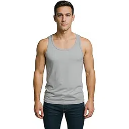 butt-y Men's Super Combed Cotton Round Neck Slim Fit Sleeveless Vest with Extended Length for Easy Tuck || Baniyan for Men || Vest for Men (Pack of 1) Grey-picture-19