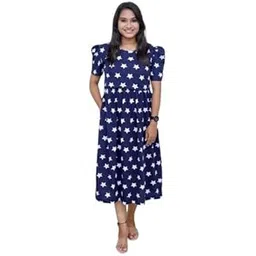Butter Buds Women's Night Wear Calf Length Digital Printed Zipless Maternity/Nursing & Feeding Maxi/Nighty/Gown/Kurta/Dress with Pocket (S Size) (Dark Blue, S, Natasha)-picture-27