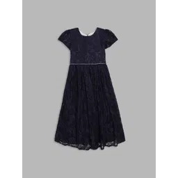 Butterfly Blush Girls Navy Blue Floral Embellished Detail Maxi Dress-picture-42