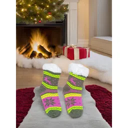 Butterthief Kids Patterned Calf Length Sherpa Socks-picture-30