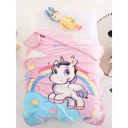 Butterthief Pink & Blue Cartoon Characters AC Room 210 GSM Single Bed Blanket-picture-57