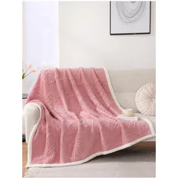 Butterthief Pink & White Ethnic Motifs Fleece Heavy Winter 210 GSM Single Bed Blanket-picture-24
