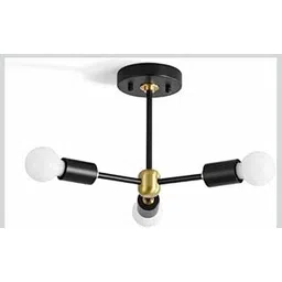 Buy from ARSH Art New Modern 3-Semi Flush Ceiling Light Fixture - Black & Gold - Industrial Modern Sputnik Lighting - Mid Century Exposed Bulb Lamp-picture-10