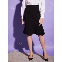 BUY NEW TREND Fish Cut Ruffled Knee Length Straight Skirt-picture-18