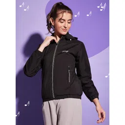 BUY NEW TREND Women Black Windcheater Crop Outdoor Tailored Jacket-picture-17