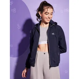 BUY NEW TREND Women Navy Blue Windcheater Longline Outdoor Sporty Jacket-picture-14