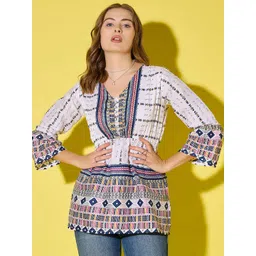 BUY NEW TREND Women Print Flared Sleeve Shirt Style Top-picture-25