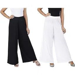 buy that trendz M to 6XL Cotton Viscose Loose Fit Flared Wide Leg Palazzo Pants for Women Black Navy-picture-35