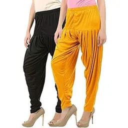 buy that trendz Women's Cotton Viscose Dhoti Patiyala Salwar Harem Bottoms Pants Mango Yellow Black Combo Pack of 2-picture-26