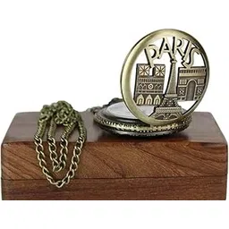 Buy to Click Paris Gold Pocket Watch Locket | Vintage Unisex Necklace Watch with Chain – Classic Antique Style-image-32