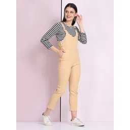 buynewtrend Women Beige Dungaree-picture-20