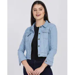 buynewtrend Women Regular Fit Jacket with Button-Closure-picture-13