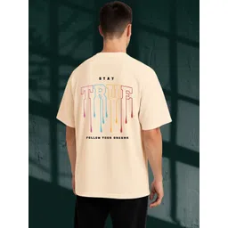 BUYTHATTRENDZ Typography Printed Round Neck Drop-Shoulder Sleeves Oversized T-shirt-picture-3