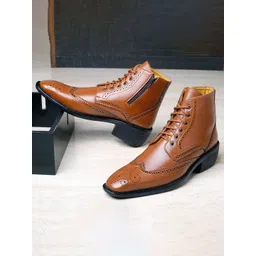 Bxxy Men Textured Block-Heeled Brogue Boots-picture-42