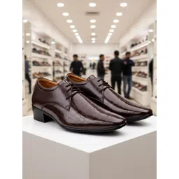 Bxxy Men Textured Heel Height Increasing Formal Derby Lace-Up Shoes-picture-34