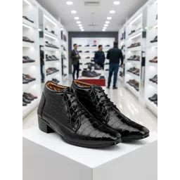 Bxxy Men Textured Heel Height Increasing Lace-Up Formal Derby Shoes-picture-30