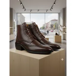 Bxxy Men Textured Lace Up Block Heel Height Increasing Elevator Brogue Formal Shoes-picture-37