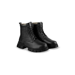 Bxxy Women Block Heeled Lace-Up High top Boots-image-5