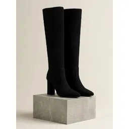 Bxxy Women High-Top Mesh Block Heel Boots-image-30