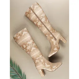 Bxxy Women High-Top Printed Round Toe Block Heel Pumps-picture-30