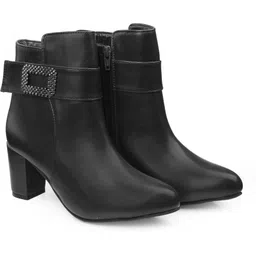 Elegant High Ankle Zipper Boots with Decorative Buckle and Fashion Trend Slip On For Women-image-27