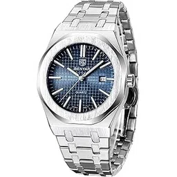 by benyar Business Casual Silver Stainless Steel Date Display Analog Watch for Men-picture-29