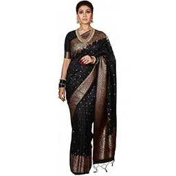Women's Banarasi Saree Pure Kanjivaram Silk Saree Soft new ladies Design Wear Pattu Sarees Latest Cotton Party Sari collections With Blouse Piece for Wedding sadi-image-45