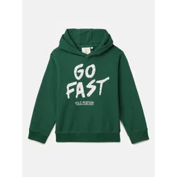 BYB PREMIUM Boys Green Typography Printed Hooded Pure Cotton Sweatshirt-picture-29