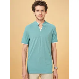 Byford By Pantaloons Alaskan Blue Cotton Slim Fit T-Shirt-picture-42