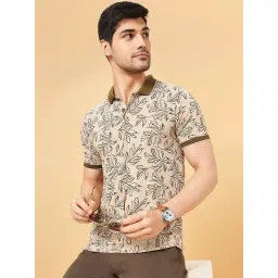 Byford by Pantaloons Apricot Wash Cotton Blend Slim Fit Print Polo T-Shirt-picture-43