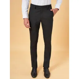 Byford by Pantaloons Black Slim Fit Self Pattern Trousers-picture-29