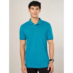 Byford By Pantaloons Blue Cotton Slim Fit Polo T-Shirt-picture-32