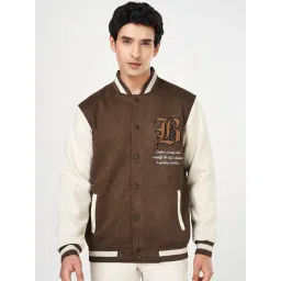 Byford By Pantaloons Brown Regular Fit Colour Block Bomber Jacket-picture-30