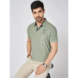 Byford by Pantaloons Celadon Cotton Slim Fit Solid Polo T-Shirt-picture-18