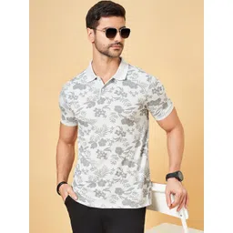 BYFORD by Pantaloons Floral Printed Polo Collar Slim Fit T-shirt-picture-11