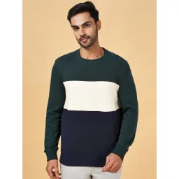 Byford by Pantaloons Green & Blue Slim Fit Colour Block Sweatshirt-picture-15