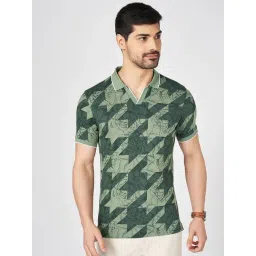 Byford By Pantaloons Green Cotton Slim Fit Printed Polo T-Shirt-picture-11
