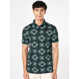 Byford By Pantaloons Green Cotton Slim Fit Printed Polo T-Shirt-picture-12