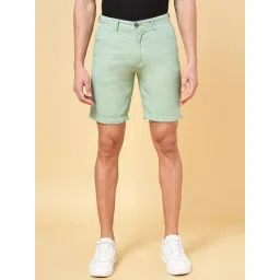Byford by Pantaloons Green Linen Slim Fit Shorts-picture-16