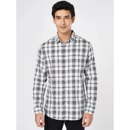 Byford By Pantaloons Grey Cotton Slim Fit Checks Shirt-picture-15