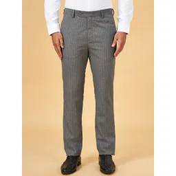 Byford by Pantaloons Grey Melange Slim Fit Striped Trousers-picture-10