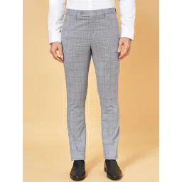 Byford By Pantaloons Grey Slim Fit Checks Trousers-picture-31