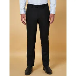 Byford by Pantaloons Jet Black Slim Fit Flat Front Trousers-picture-15