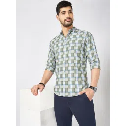 Byford by Pantaloons Light Green Cotton Slim fit Self Shirts-picture-30