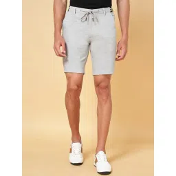 Byford by Pantaloons Light Grey Melange Slim Fit Self Pattern Shorts-picture-23