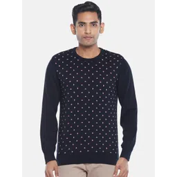BYFORD by Pantaloons Men Navy Blue & White Printed Pullover-picture-42